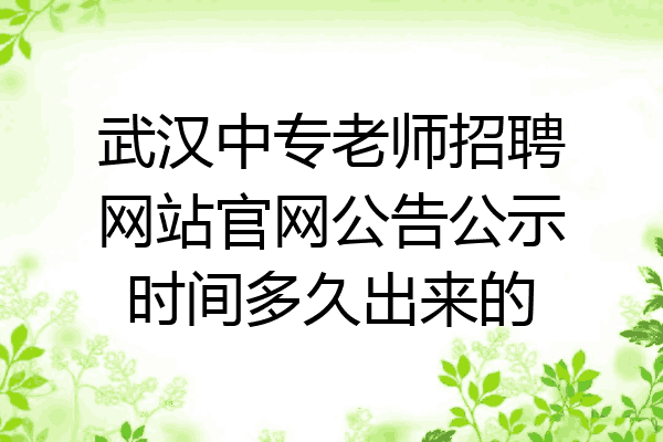 武汉中专老师招聘网站官网公告公示时间多久出来的