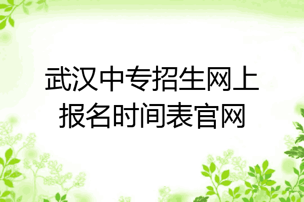 武汉中专招生网上报名时间表官网