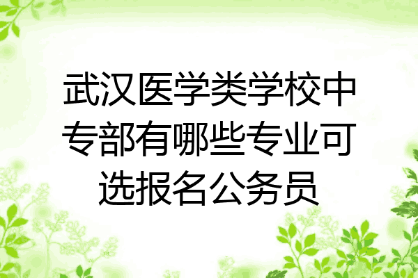 武汉医学类学校中专部有哪些专业可选报名公务员