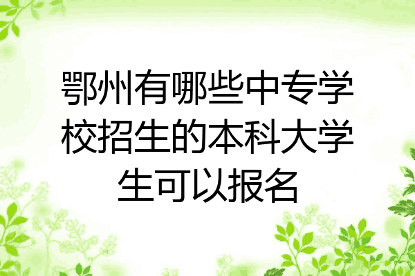 鄂州有哪些中专学校招生的本科大学生可以报名