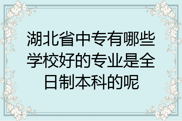 湖北省中专有哪些学校好的专业是全日制本科的呢