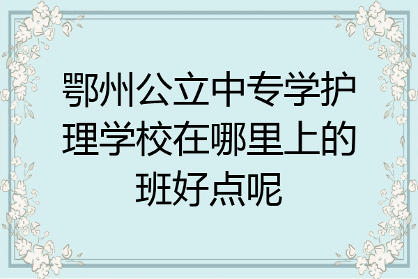 鄂州公立中专学护理学校在哪里上的班好点呢