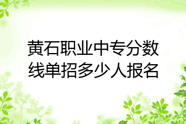 黄石职业中专分数线单招多少人报名