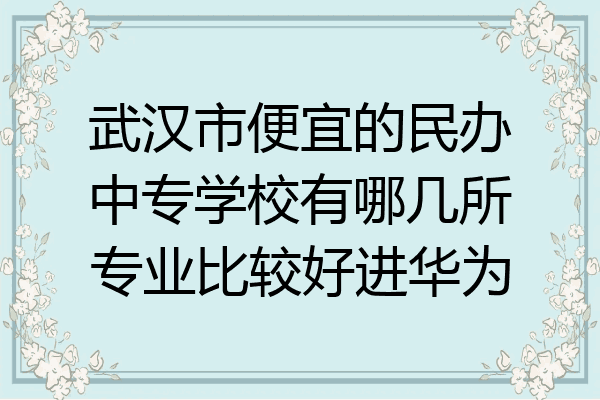 武汉市便宜的民办中专学校有哪几所专业比较好进华为