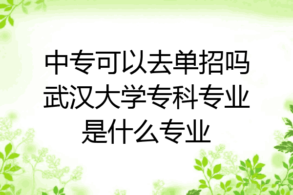 中专可以去单招吗武汉大学专科专业是什么专业