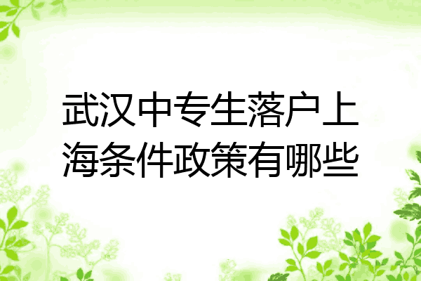 武汉中专生落户上海条件政策有哪些