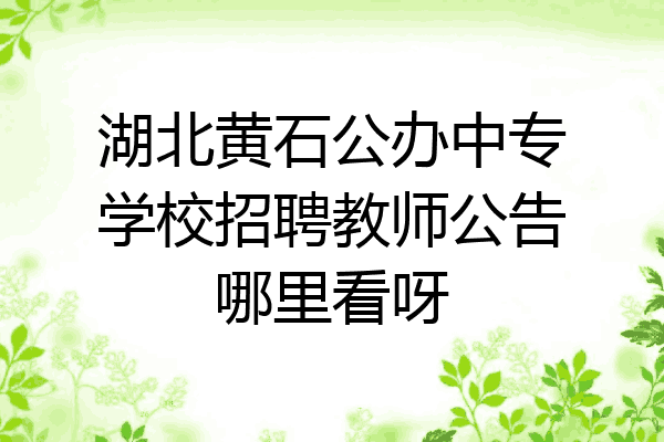 湖北黄石公办中专学校招聘教师公告哪里看呀