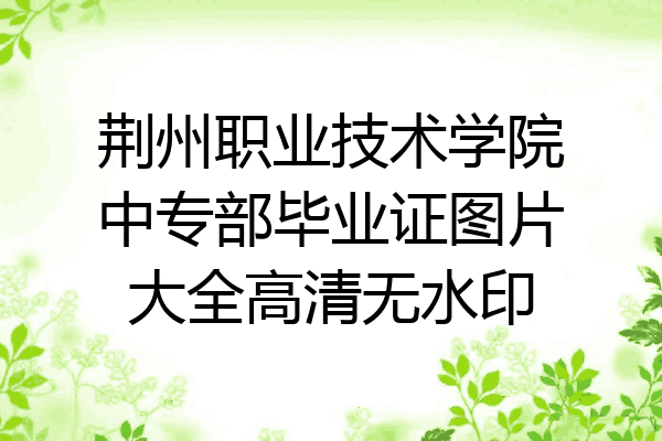 荆州职业技术学院中专部毕业证图片大全高清无水印