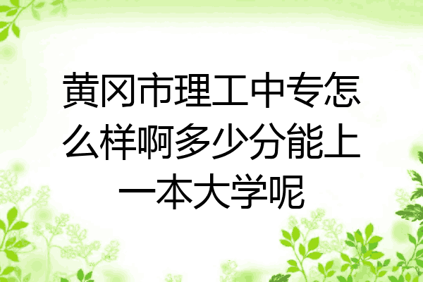 黄冈市理工中专怎么样啊多少分能上一本大学呢