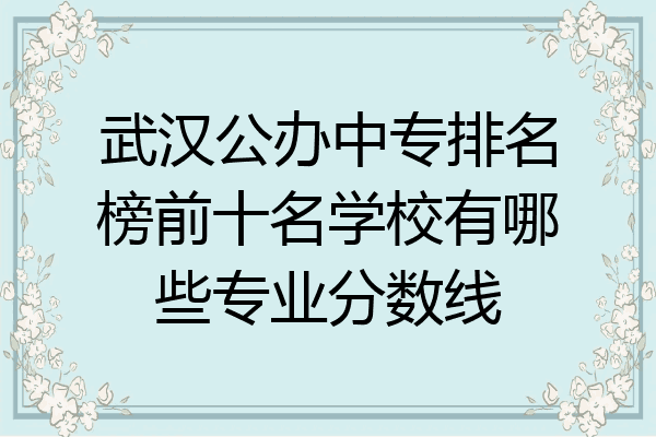 武汉公办中专排名榜前十名学校有哪些专业分数线