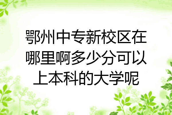 鄂州中专新校区在哪里啊多少分可以上本科的大学呢