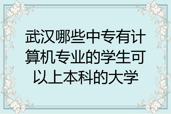武汉哪些中专有计算机专业的学生可以上本科的大学