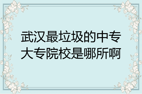 武汉最垃圾的中专大专院校是哪所啊