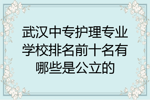 武汉中专护理专业学校排名前十名有哪些是公立的