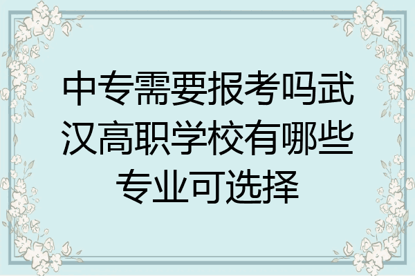 中专需要报考吗武汉高职学校有哪些专业可选择