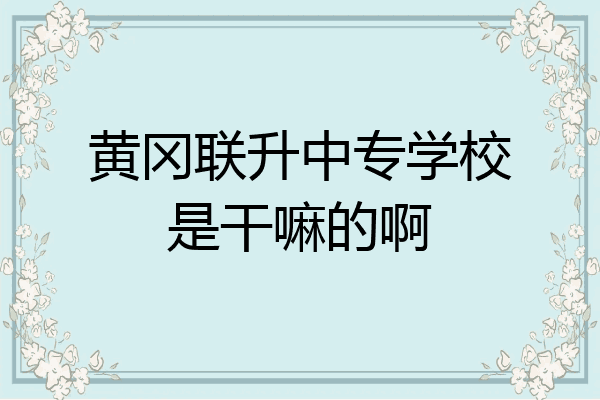 黄冈联升中专学校是干嘛的啊