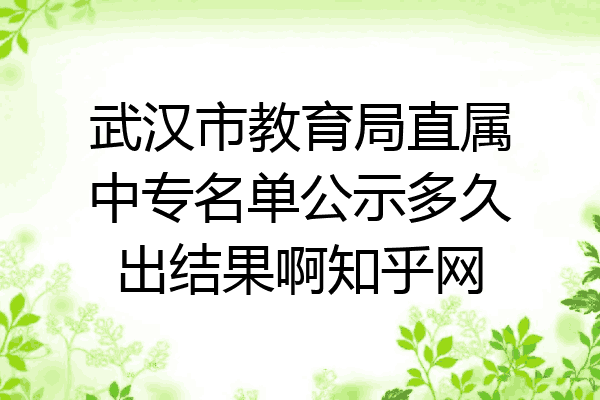 武汉市教育局直属中专名单公示多久出结果啊知乎网