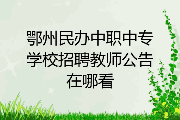 鄂州民办中职中专学校招聘教师公告在哪看