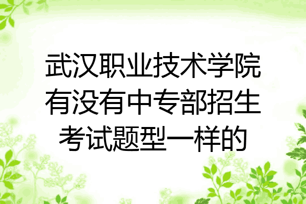 武汉职业技术学院有没有中专部招生考试题型一样的