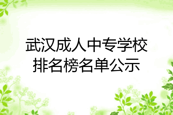 武汉成人中专学校排名榜名单公示