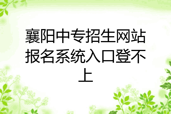 襄阳中专招生网站报名系统入口登不上