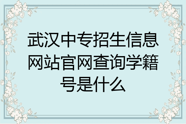 武汉中专招生信息网站官网查询学籍号是什么