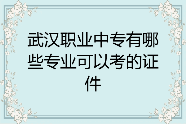 武汉职业中专有哪些专业可以考的证件