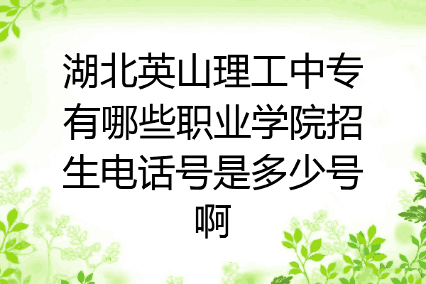 湖北英山理工中专有哪些职业学院招生电话号是多少号啊