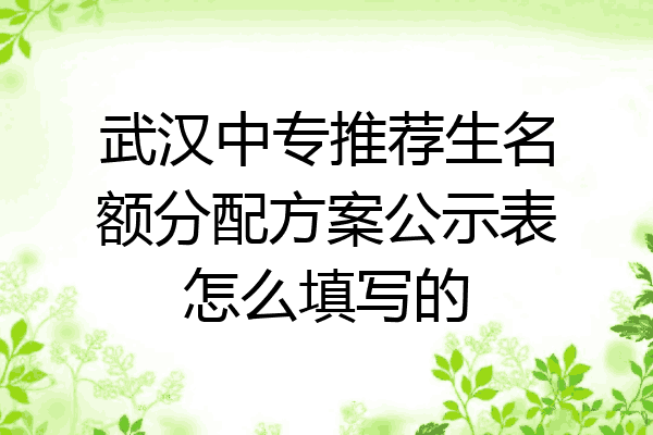 武汉中专推荐生名额分配方案公示表怎么填写的