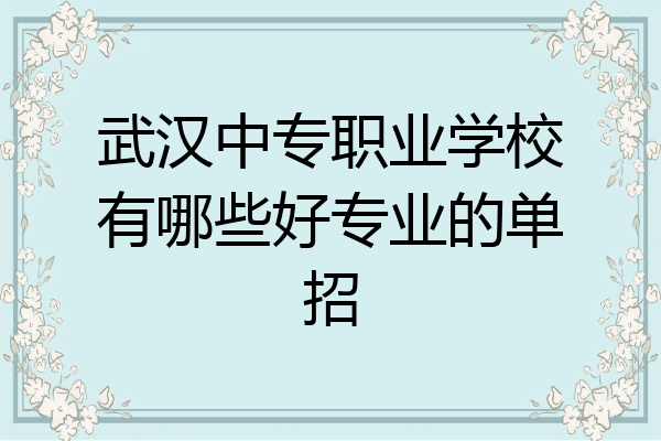 武汉中专职业学校有哪些好专业的单招