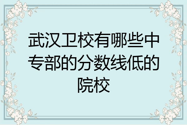 武汉卫校有哪些中专部的分数线低的院校