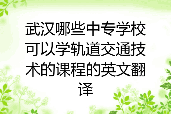 武汉哪些中专学校可以学轨道交通技术的课程的英文翻译