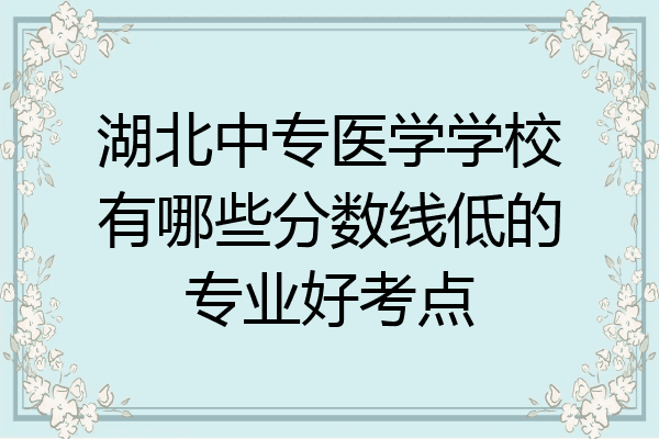 湖北中专医学学校有哪些分数线低的专业好考点