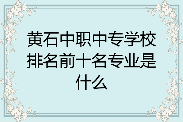 黄石中职中专学校排名前十名专业是什么