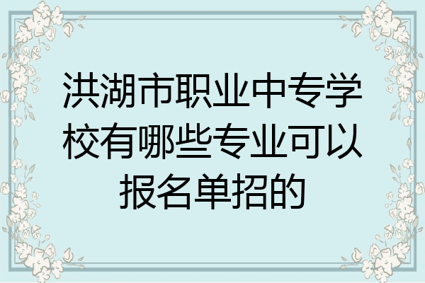 洪湖市职业中专学校有哪些专业可以报名单招的