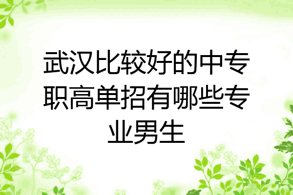 武汉比较好的中专职高单招有哪些专业男生