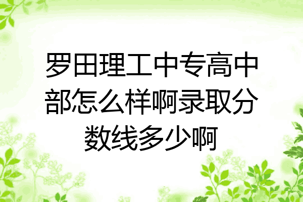 罗田理工中专高中部怎么样啊录取分数线多少啊