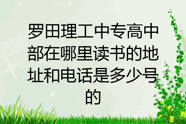 罗田理工中专高中部在哪里读书的地址和电话是多少号的