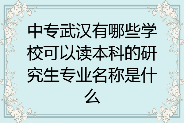 中专武汉有哪些学校可以读本科的研究生专业名称是什么