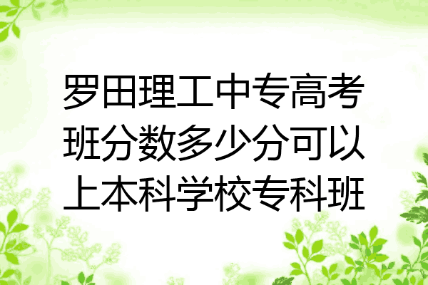 罗田理工中专高考班分数多少分可以上本科学校专科班