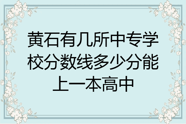 黄石有几所中专学校分数线多少分能上一本高中