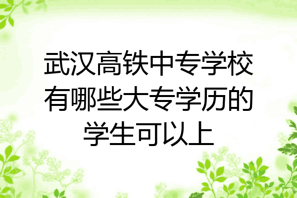武汉高铁中专学校有哪些大专学历的学生可以上