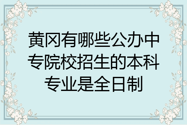 黄冈有哪些公办中专院校招生的本科专业是全日制