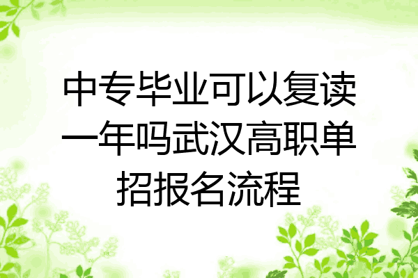 中专毕业可以复读一年吗武汉高职单招报名流程