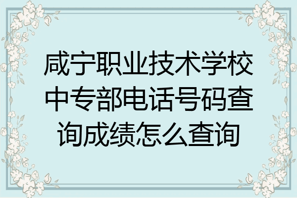 咸宁职业技术学校中专部电话号码查询成绩怎么查询