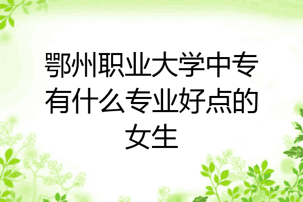 鄂州职业大学中专有什么专业好点的女生