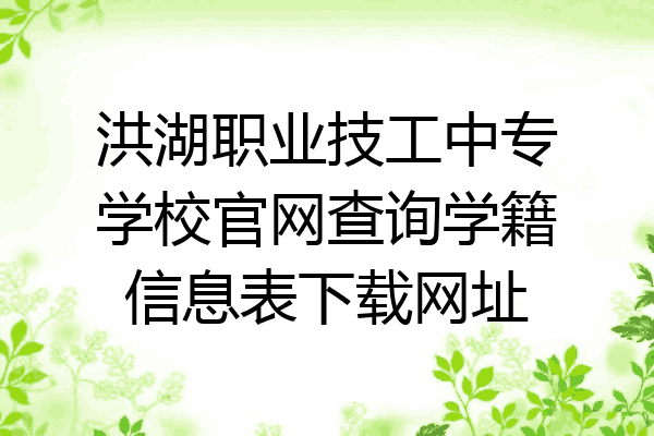 洪湖职业技工中专学校官网查询学籍信息表下载网址