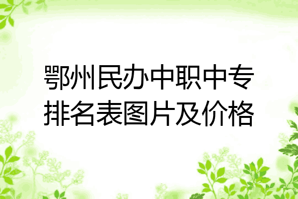 鄂州民办中职中专排名表图片及价格