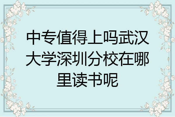 中专值得上吗武汉大学深圳分校在哪里读书呢