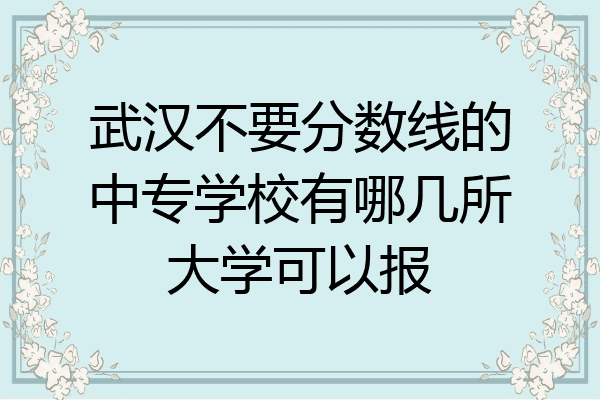 武汉不要分数线的中专学校有哪几所大学可以报